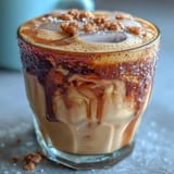 Homemade brown sugar oat milk shaken espresso served over ice with a hint of cinnamon.  