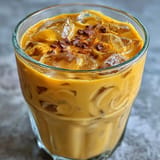 Refreshing Turmeric Golden Milk Iced Latte photo showcasing bright, warm spices and cool refreshment.