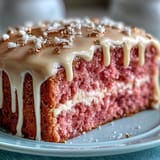Bridal Shower Rosé Velvet Cake, a beautiful pink dessert with luscious cream cheese frosting.