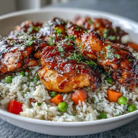 Serve One-Pan Bold Honey BBQ Chicken Rice family-style with lime wedges for squeezing and a fresh green salad on the side.