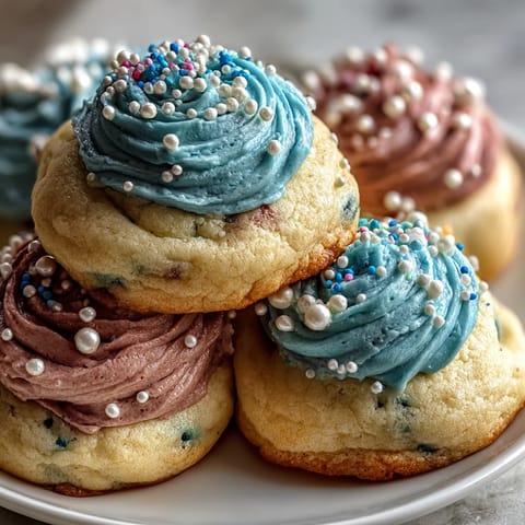 Whimsical pastel swirl cookies with soft buttery texture, perfect for birthday celebrations or festive gatherings.  