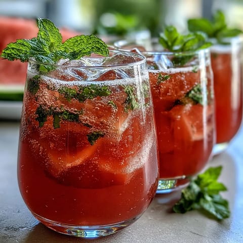 Watermelon Lime Sparkling Punch in a glass pitcher with fresh mint and lime slices, ideal for spring parties and brunches.  