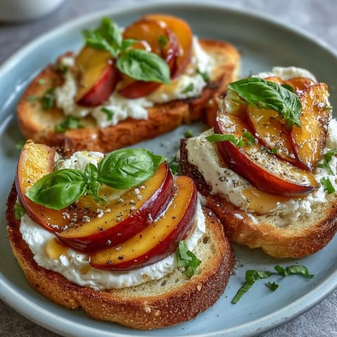 Honey Peach Burrata Toast