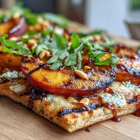 BBQ Peach Brie Flatbread Grill