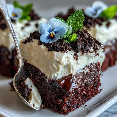Mother's Day Flower Pot Brownies with Oreo Dirt topped with edible flowers and mint leaves in mini clay pots.