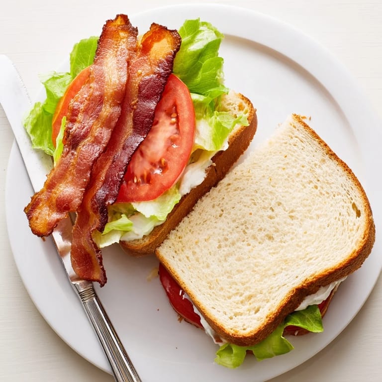 Classic American BLT sandwich served on toasted bread with crispy bacon and fresh lettuce.