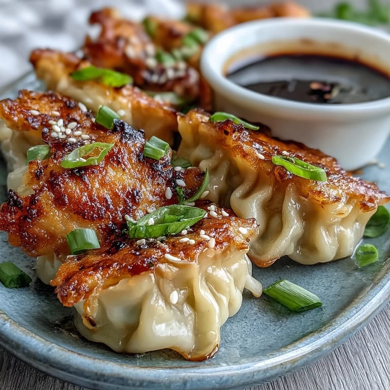 Pan-fried smashed gyozas, a speedy appetizer with tender filling and crunchy edges.