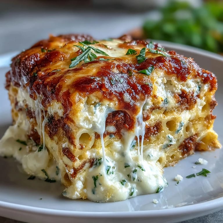 Make-ahead baked ziti with layers of pasta, marinara, and melted mozzarella.