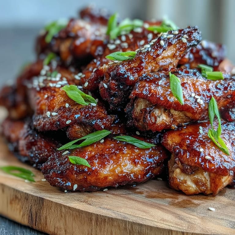 In a black skillet, Coca Cola Chicken Wings simmer in a bubbling, savory-sweet glaze infused with minced garlic and fresh ginger.