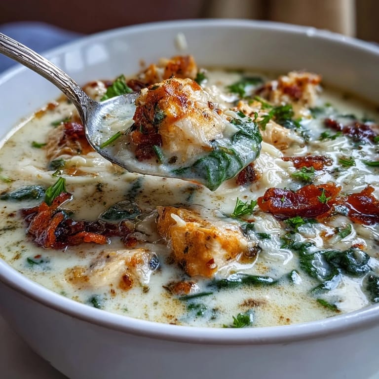 Garlic Parmesan Chicken Soup served hot alongside crusty bread for dipping into the broth.