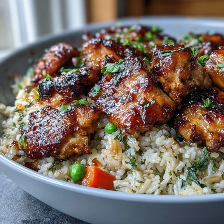 Tender chicken and mixed vegetables steam over rice, absorbing smoky sweet sauce for a hearty weeknight dinner with easy cleanup.