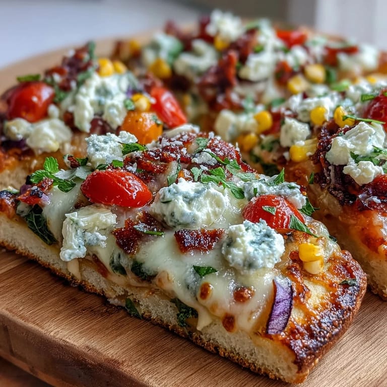 Festive St. Patricks Day Rainbow Veggie Flatbread Pizza loaded with fresh vegetables, mozzarella, and feta cheese for a healthy celebration.
