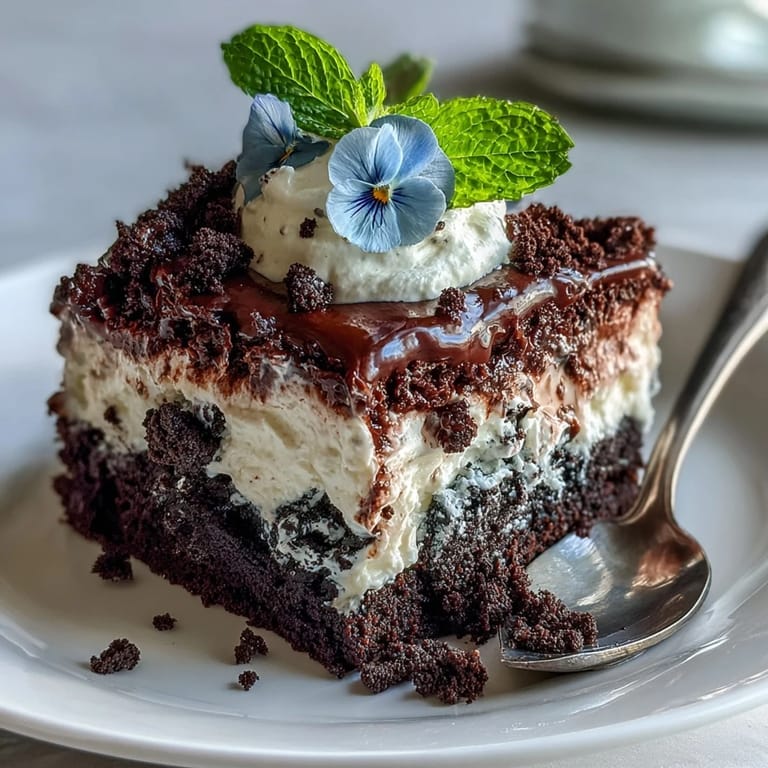 Rich chocolate brownies layered with whipped cream and crunchy Oreo dirt, decorated as a garden for Mother's Day.