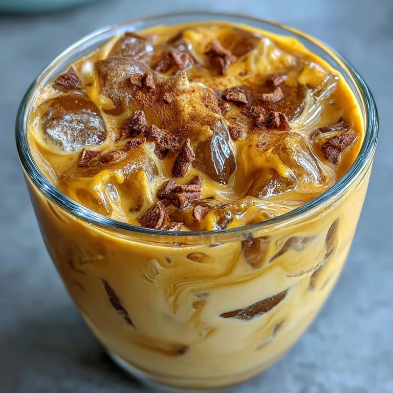 Picture of a Turmeric Golden Milk Iced Latte garnished with cinnamon, perfect for summer.
