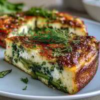 Fluffy Spring Brunch Frittata with tender asparagus, creamy goat cheese, and fresh herbs baked to golden perfection.
