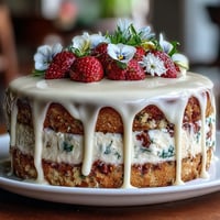 Spring Cake Floral Drip Strawberry