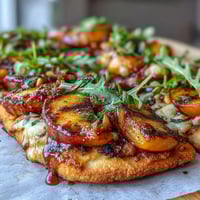 BBQ Peach Brie Flatbread Grill