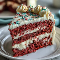 Vibrant Juneteenth Red Velvet Cake with fluffy cream cheese frosting, ready to serve.